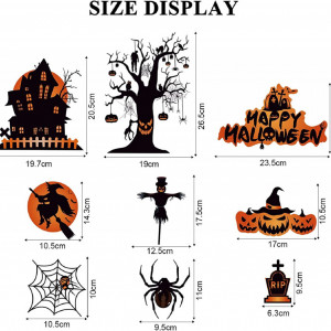 Set 100 stickere de Halloween pentru fereastra Voqeen, PVC, negru/portocaliu - Img 2