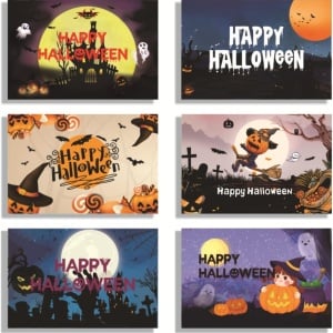 Set 12 genti pentru Halloween Lxgkrel, textil, portocaliu/negru, 20 x 28 x 13 cm