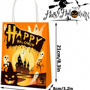 Set 12 pungi de cadou Halloween LITOU, hartie, 16 x 21 x 8 cm - Img 3