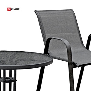 Set 16 x set mobilier gradina Kiwari Bistro 2 locuri, masa rotunda diametru 76x100 cm + 2 scaune 55x68x113 cm, suprapozabile, 110 kg, gri - Img 4