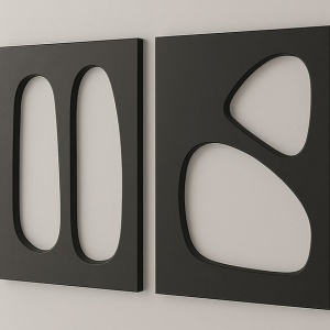 Set 2 decoratiuni de perete MDF, 2x50x70 cm, MDF 18mm, negru - Verificat A · Re-Bloom