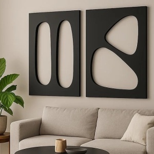 Set 2 decoratiuni de perete MDF, 2x50x70 cm, MDF 18mm, negru - Verificat A · Re-Bloom - Img 2
