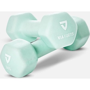 Set 2 gantere VIA FORTIS, 2x2 Kg, premium, din fonta cu invelis din neopren, Resigilat, Grad A