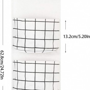 Set 2 organizatoare de perete Katoom, textil/lemn, alb/negru, 62,8 x 21, 8 cm - Img 2