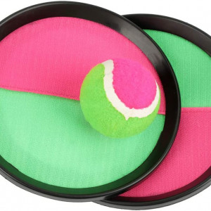 Set 2 palete si o minge Felenny, ABS, verde/roz/negru, 18,2 cm