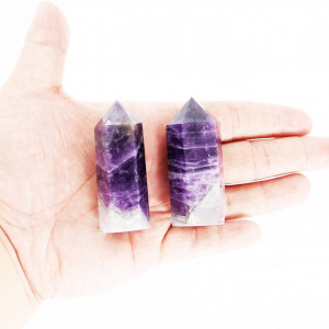 Set 2 pietre de cuart pentru masaj Orientrea, alb/violet, 5-6 cm
