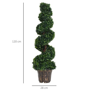 Set 2 plante artificiale buxus spirala Re-Bloom, PE/ciment, inaltime 120 cm, diametru 32 cm, vas diametru 28x22.5 cm, verde - Verificat A · Re-Bloom - Img 3