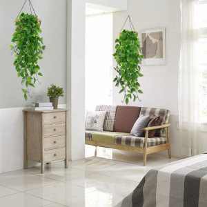 Set 2 plante de iedera agatatoare artificiala Sinzau, plastic/fier, verde, 90 cm - Img 7