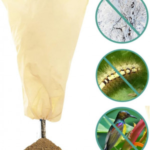 Set 2 saci de protectie anti-inghet pentru plante Helweet, polipropilena, bej, 80 x 100 cm