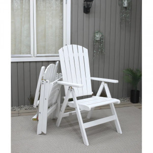 Set 2 scaune de gradina Irinna, lemn masiv, alb, 109 x 61 x 64 cm