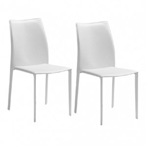 Set 2 scaune Solene, tapițate, metal/ piele ecologică, alb