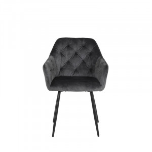 Set 2 scaune tapitate Kawakami, catifea/metal, antracit/negru, 56 x 62 x 81 cm