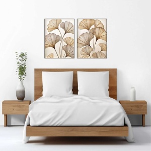 Set 2 tablouri decorative Re-Bloom, MDF, maro/alb, 60 x 80 cm - Img 3
