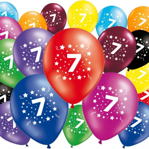 Set de 20 de baloane pentru aniversare 7 ani Fabsud, latex, multicolor, 30 cm 