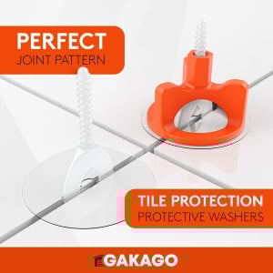 Set 200 tije pentru nivelarea placilor de faianta/gresie Gakago, plastic, alb/portocaliu, 1 mm - Img 5