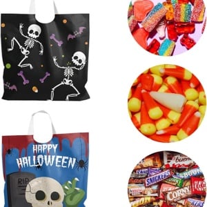 Set 24 pungi pentru Halloween Azexcy, plastic, multicolor, 16,5 x 16,5 cm