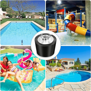 Set 3 dopuri conice pentru piscina, negru, otel/cauciuc, 28x32 mm