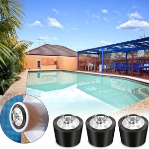 Set 3 dopuri conice pentru piscina, negru ,otel/cauciuc, 32x28mm