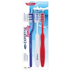 Set 3 Periute dinti Piave Expertise Family perii Medii, capac protectie, perii dispusi multi-nivel - Img 1