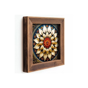 Set 3 tablouri decorative inramate MDF 16x16x2 cm, imprimare UV, cadru molid 100%, multicolor - Verificat A · Re-Bloom - Img 2