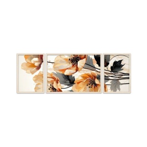 Set 3 tablouri decorative, MDF/lemn, model floral, dimensiuni totale 50x140 cm, multicolor - Verificat A · Re-Bloom - Img 1