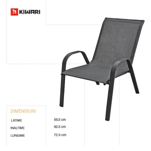 Set 32 scaune Kiwari Lago 72.5x55.5x92.5 cm, suprapozabile, 110 kg, interior/exterior, gri - Img 5