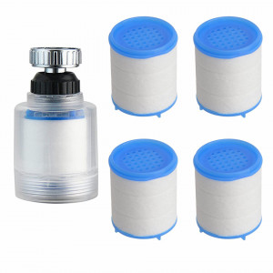 Set 4 filtre de apa pentru robinet Uotyle, plastic/bumbac, alb/albastru, 30 x 35 x 22 cm