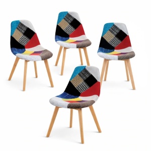 Set 4 Scaune Living/Bucatarie Karll, Sezut Spuma, Picioare Lemn Fag, Inaltime Sezut 46 cm, Design Modern Dining/Living, Capacitate 120 kg, Multicolor - Img 2