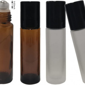 Set 4 sticle roll-on JANEMO, sticla, maro/alb/negru, 13,6 cm, 10 ml - Img 4
