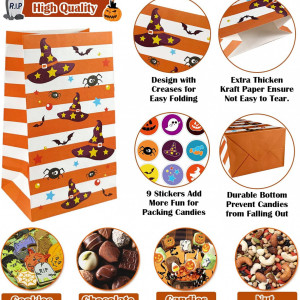 Set 8 pungi de cadouri cu stickere pentru Halloween FullJoyHut, hartie, multicolor, 20 x 7.8 x 12 cm - Img 5