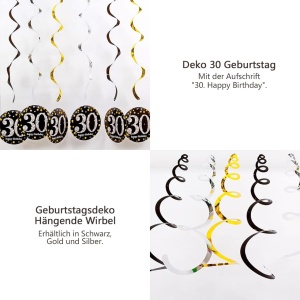 Set aniversar Qingmeng, 30 ani, carton, negru/auriu, 6 piese