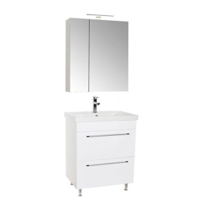 Set Baza, lavoar baie GN0541 cu sertare si oglinda Celine - 60 cm alb - Img 1