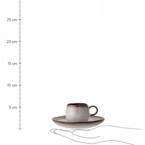 Set cafea ceasca si farfurie Sandrine, ceramica, bej, 100 ml - Img 4