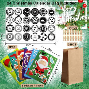 Set calendar de advent pentru Craciun XINCHEN, hartie/lemn, multicolor, 96 piese