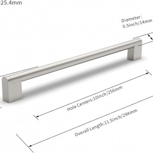 Set de 10 manere pentru mobilier FURNIWARE, otel inoxidabil, argintiu, 29,4 x 3,6 x 1,4 cm - Img 4