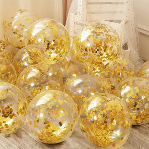 Set de 100 baloane cu confetti Veilhoho, latex, alb/auriu, 30 cm - Img 6
