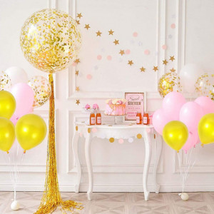 Set de 100 de baloane pentru petrecere JIASHA, latex, galben, 30 cm - Img 4