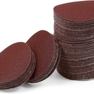 Set de 100 de discuri abrazive Leontool, oxid de aluminiu, rosu, 100, 7,5 cm