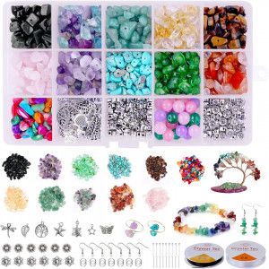 Set de 1017 accesorii pentru fabricarea bijuteriilor Xiangmall, piatra/zinc, multicolor - Img 1