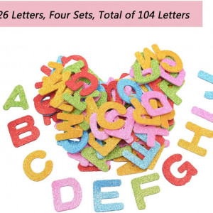 Set de 104 autocolante cu sclipici alfabet Vientiane, spuma, multicolor, 4 cm 