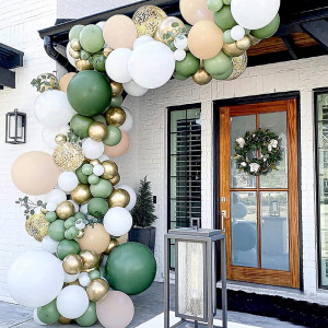 Set de 117 baloane pentru petrecere Hileyu, latex, alb/verde/auriu - Img 7