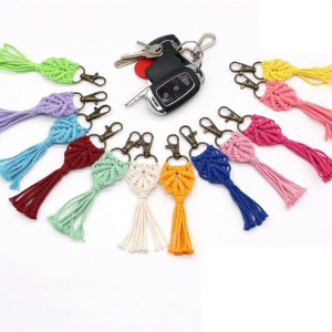 Set de 12 ciucuri pentru chei Yuikome, metal/textil, multicolor, 14 cm - Img 5