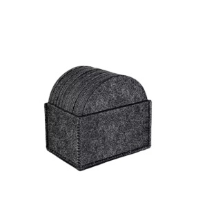 Set de 12 coastere cu suport de depozitare Hoomil, pasla, gri, 10 cm - Img 6