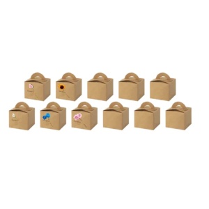 Set de 12 cutii pentru prajituri BLLREMIPSUR, hartie, natur, 8 x 9,5 x 9,5 cm - Img 1