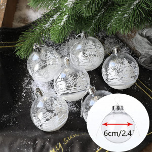 Set de 12 globuri BLAZOR, plastic, transparent/argintiu, 6 cm - Img 3