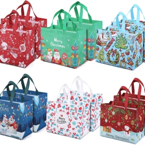 Set de 12 pungi pentru cadouri Aviski, polietilena, multicolor, 17 x 32,5 x 25 cm