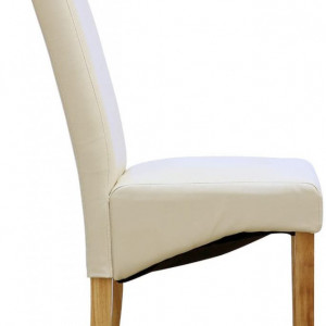 Set de 12 scaune de living Cambridge, piele sintetica, picioare lemn natur, crem - Img 2