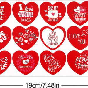 Set de 144 autocolante in forma de inima Qpout, hartie, rosu, 19 x 13 cm - Img 2