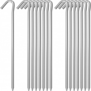 Set de 16 cuie pentru ancorarea cortului Ahsado, aluminiu, argintiu, 18 x 0,6 cm