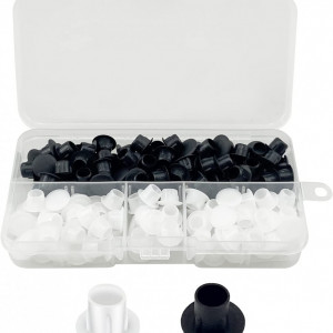 Set de 160 capace pentru suruburi la mobilier Homsyway, plastic, alb/negru, 8mm - Img 1